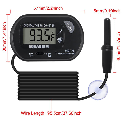 6 Pack LCD Digital Aquarium Thermometer for Fish Tank Water and Terrarium Temperature