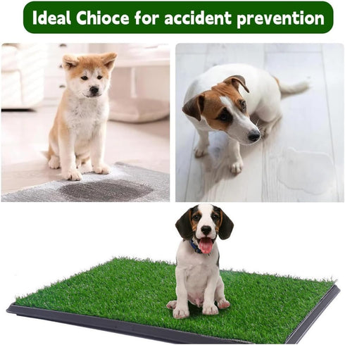 2 Dog Grass Puppy Training Pee Pad with Tray, Dog Potty with Replacement Artificial Grass Pads, Portable Pet Toilet