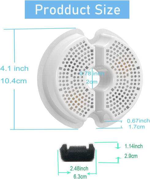 12 Pack 67oz/2l Cat Water Fountain Filters with Sponges for Pet Fountain Replacement Filter Compatible