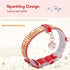 PetsHome Adjustable Cat and Dog Collar, Bling Rhinestones, Premium PU Leather with Pendant, Medium Red