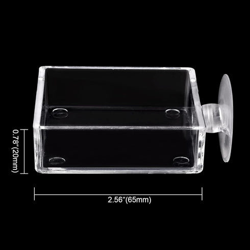 Clear Acrylic Square Shrimp Feeding Dish with Suction Cup for Fish Tank
