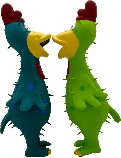 Hoiasem 2 Pack 10 Inch Latex Polka dot Burr Chicken Dog Toys that Oinks for Medium Large Dogs