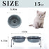 Porcelain Raised Cat or Small Dog Bowls with Heighten Metal Stand and Non-Slip Bottom 15 Ounces (Grey)
