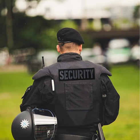 Large Reflective Laser Cut Security Patch, 11x4 inches with Hook and Loop for Vests and Backpacks