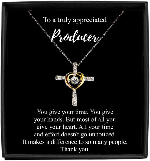 EzGift Thank You Producer Necklace Appreciation Pendant Leaving Inspirational Gift Give Time Effort