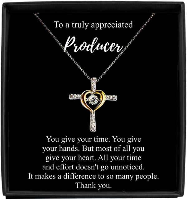 EzGift Thank You Producer Necklace Appreciation Pendant Leaving Inspirational Gift Give Time Effort