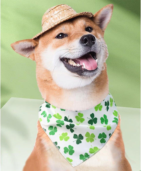 AIMPLANACT 1 x Green Four Leaf Clover Cat Scarf Small Dog Cat Pet Burp Scarf Neck Warmer Jewelry