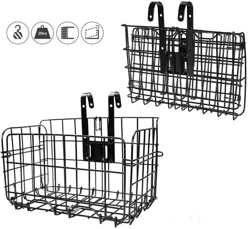 HOMEE Folding Rear Bike Basket | Wire Mesh Fold-Up Detachable Bag for Mountain Bike Accessories (1 Pack)