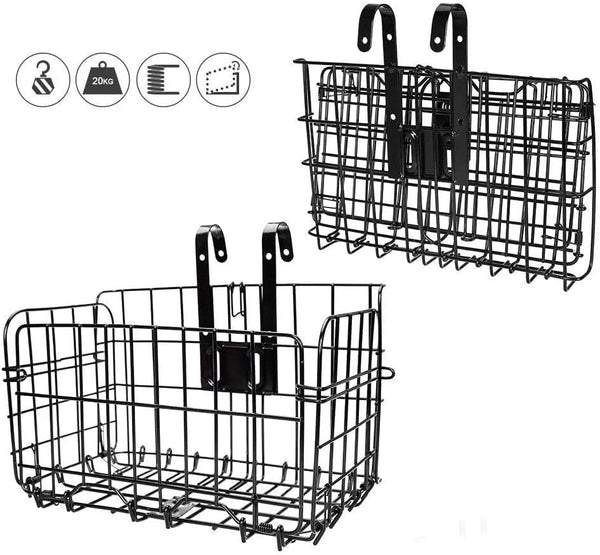 HOMEE Folding Rear Bike Basket | Wire Mesh Fold-Up Detachable Bag for Mountain Bike Accessories (1 Pack)