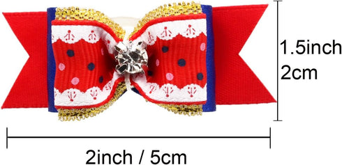 YOY 24PCS / 12 Pairs Adorable Grosgrain Ribbon Pet Dog Hair Bows with Rubber Bands - Puppy Grooming Accessories Set