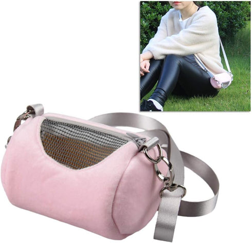 Portable Round Hamster Carry Bag, Outdoor Travel Pet Storage Bag, Pink