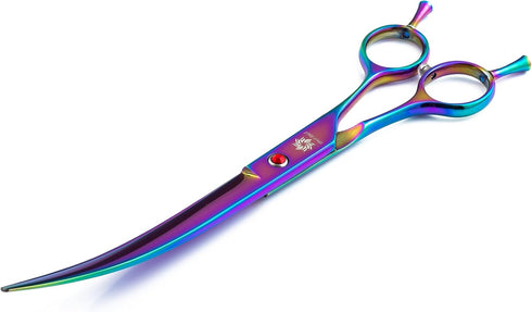 Dream Reach 8.0 Inch Twin Tailed Rainbow Curved Blade Pet Grooming Scissors with Case