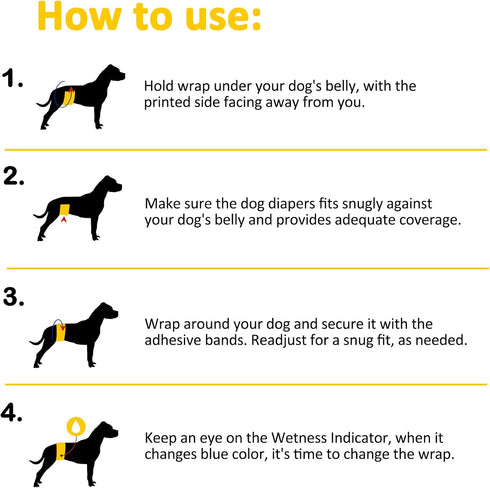 Dono Disposable Male Dog Diapers with Wetness Indicator, Super Absorbent Male Wraps Belly Bands for Male Dogs with Leak
