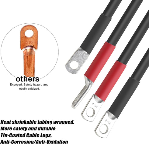 Roykaw Upgraded Golf Cart Battery Cables Kit, 48V Club Car Precedent, Copper Wire, 4 Gauge, 5PCS