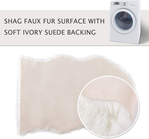 Faux Fur Dog Bed Rug, Plush Fluffy Mat for Dogs and Cats, Luxury Soft Faux Sheepskin Area Rug, White, 24 by 36 inches