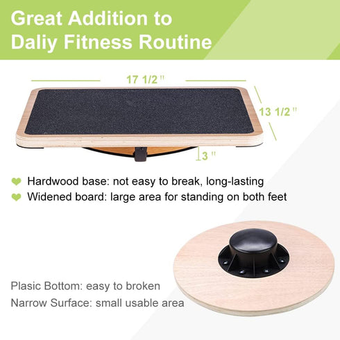 StrongTek Professional Wooden Balance Board - Rocker Board for Under Desk, Core Strength and Stability