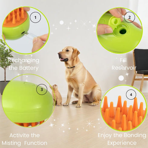 FEGAOSTORE 4-1 Cat Brush with Steam, Misting Cat Brush, Pet Massage Comb for Dogs & Cats