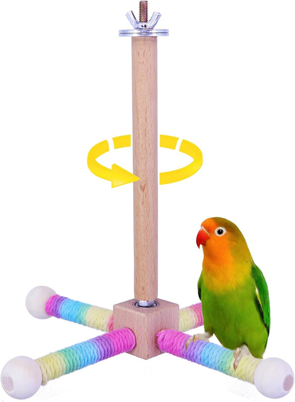 KINTOR Bird Toy Perch,Parrot Interactive Spinning Toys,Bird Cage Accessories for Small and Medium