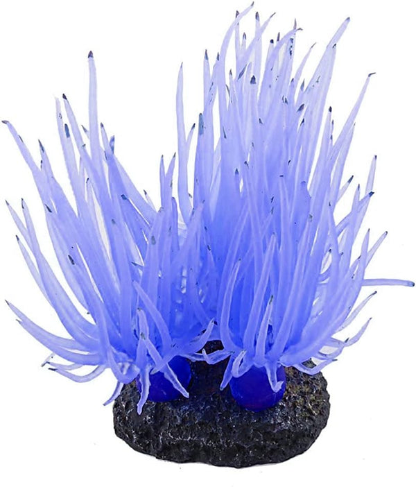 TEHAUX Artificial Fish Tank Decoration - Silicone Soft Coral Fake Sea Anemone Ornament (Blue)