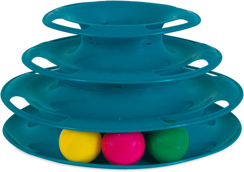 3 Pet Zone Busy Ball Three Tier Cat Tower Plastic Rattle Toy Fun Cat Toy with Balls for Hunting Instincts