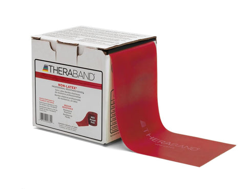 THERABAND Resistance Band 25 Yard Roll, Medium Red, Non-Latex, Level 3 for Exercise Workouts