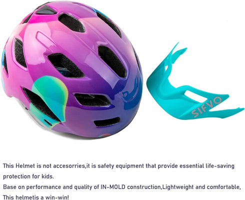 SIFVO Kids Bike Helmet for Boys and Girls, Adjustable Lightweight Helmet with Cool Visor, 50-57cm