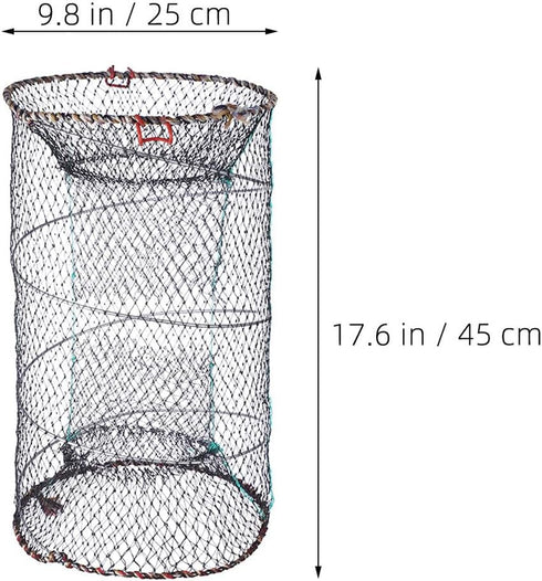 3pcs Abaodam Foldable Fishing Net Basket with Nylon Mesh, Minnow Trap Cage for Crawfish, Crab, Shrimp Portable