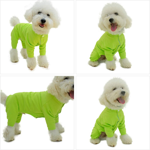 Lovelonglong Lightweight Dog Pajamas, Pure Cotton 4 Legs Jumpsuits T-Shirt PJS for Large Medium Small Dogs Green M