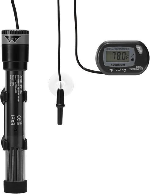 SainSmart XpertMatic 100W Adjustable Submersible Aquarium Heater, Thermostat for Up to 20 Gallon Fish Tanks