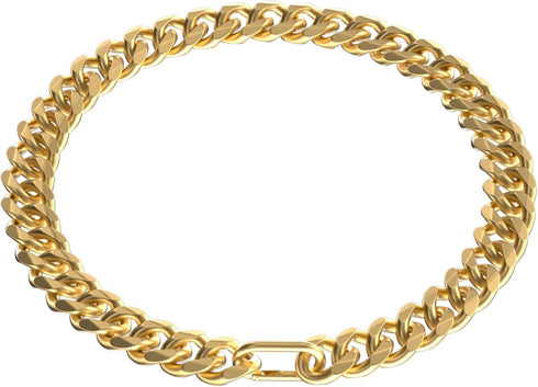 19MM Thick Light Metal 18K Gold Plated Cuban Link Dog Collar, Gold Chain for Small, Medium Dogs, 18 Inches