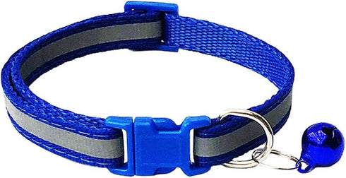 CHBORCHICEN 2-Pack Adjustable Footprint & Reflective Cat Collar with Bell, Basic Dog Cat Collar (X-Small, Blue)
