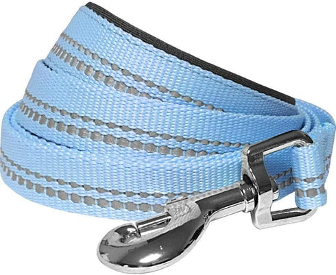 Blueberry Pet 5 ft x 5/8" Reflective Pastel Color Dog Leash, Soft Handle, Baby Blue, Small