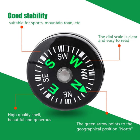 12Pcs Button Compass, Oil Filled Mini Pocket Button Compass for Camping, Hiking, Boating, Survival Bracelets Button