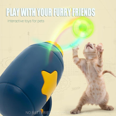 1 5 Flying Cat Toys, Interactive Cat Fetch Toy with Light Up Spinning Tops, and Flying Propellers, Flying dis Toy