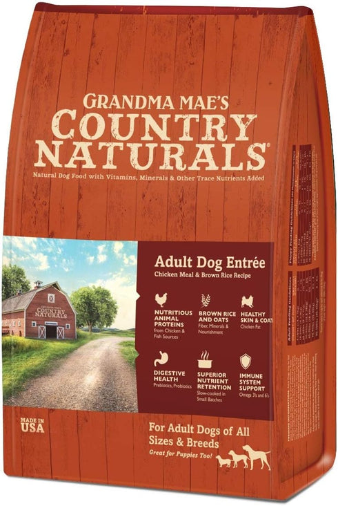 Grandma Mae's Country Naturals Grain Inclusive Dry Dog Food, Adult Chicken & Brown Rice, 12 LBS
