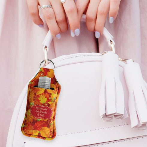 Custom Fall Leaves Hand Sanitizer & Keychain Holder - Large
