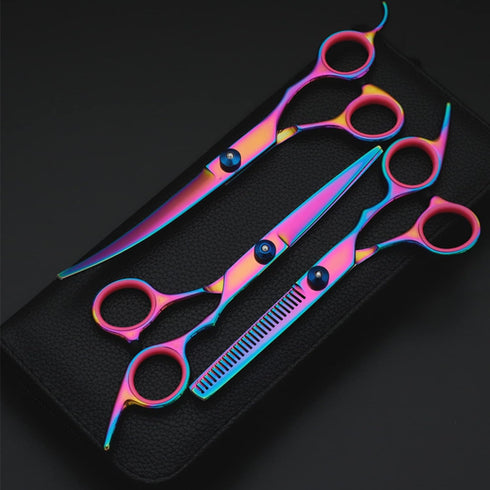 7 in 1 Dog Grooming Scissors Set, Stainless Steel Straight & Thinning & Curved Shears for Dogs and Cats