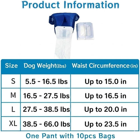 16.5-27.5lbs 15in) Wearable Waste Collection Bag For Small Elderly Dogs - Convenient Dog Poop Scooper and Waste