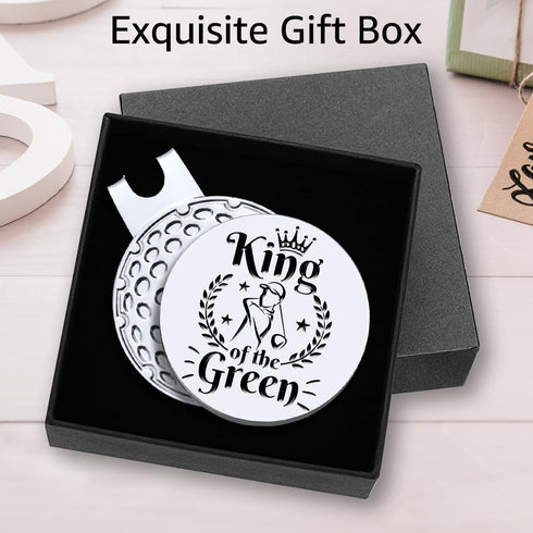Hafhue King of The Green Golf Ball Marker with Magnetic Hat Clip, Funny Golf Gifts for Men, Dad, Grandpa, Birthday