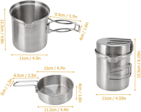 Set Set Wood Stove Cooking Pot Wood Stove Cooking Pot Cookware Stainless Steel Pot Plant for Outdoor Outside