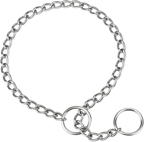 TagME Chain Choke Collar for Dogs, Adjustable Weather Proof Necklace for Medium Dogs