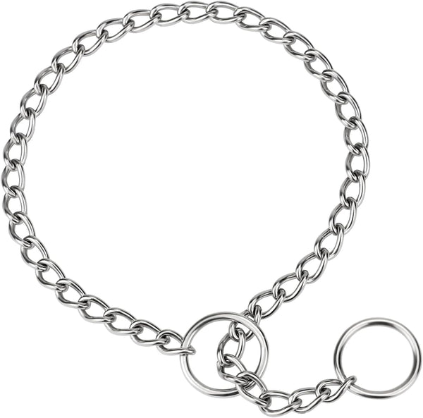 TagME Chain Choke Collar for Dogs, Adjustable Weather Proof Necklace for Medium Dogs