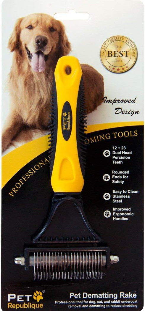 Pet Republique Matt Splitters Tool – De-matting Comb for Long-Haired Dogs, Cats, Rabbits – Regular 12+23 Teeth