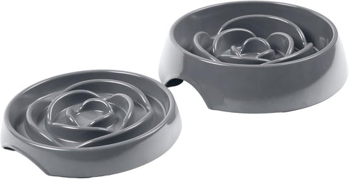 Messy Mutts Interactive Slow Feeder | Puzzle Slow Feeder Dog or Cat Bowl | Enrichment Food Dish to Slow Eating, Prevent Bloating | 9.8” x 2.2” | 3 Cup | Cool Grey