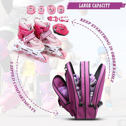 TOPOWN Ice Skate Bag, Roller Skates Bag for Men and Women, Premium Black Ice Skate Bag, Rose Red