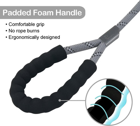 5FT Heavy Duty Dog Leash with Padded Handle, Reflective Thread Mountain Climbing Rope Leash for Small Medium Large Dogs