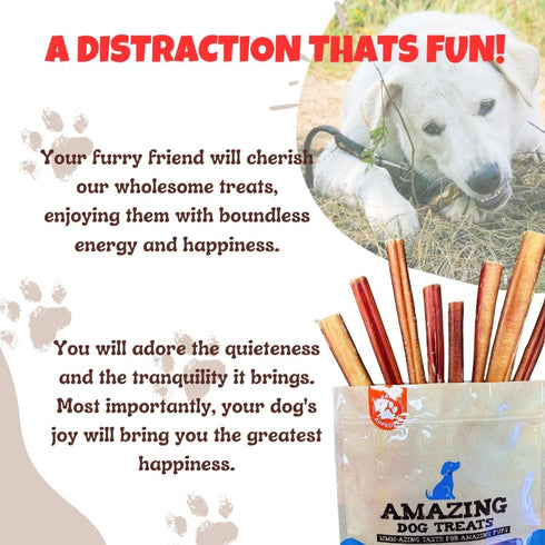 Amazing Dog Treats - Medium Size Bully Sticks (15 Pcs/Pack) for Small to Medium Dogs