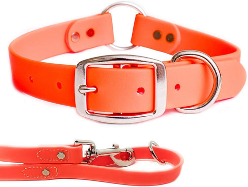 Regal Dog Products Waterproof Dog Collar and Leash Set, Small Orange, Vinyl Coated, Biothane, 5' Leash