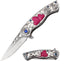 Snake Eye Tactical 7" Cupid Heart Ladies Pocket Knife with LOVE Pocket Clip Included, Silver