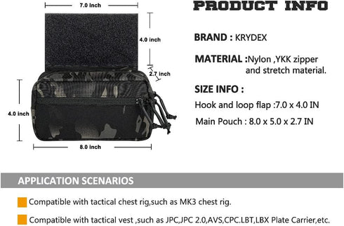 KRYDEX Tactical Fanny Pack with Hook and Loop Panel, Sub Abdominal Carrying Kit Bag for Tactical Vest Chest Rig